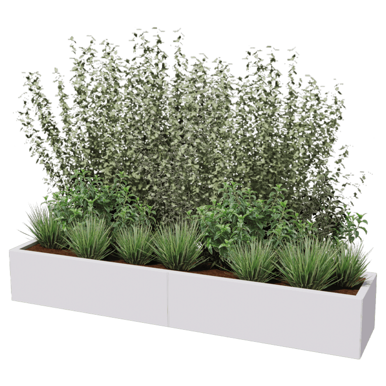 Powder coated steel planter Texas xxl 200 x 40 cm