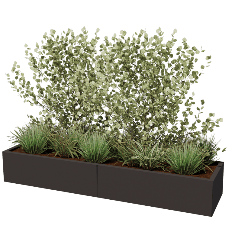 Powder coated steel planter Texas xxl 200 x 50 cm