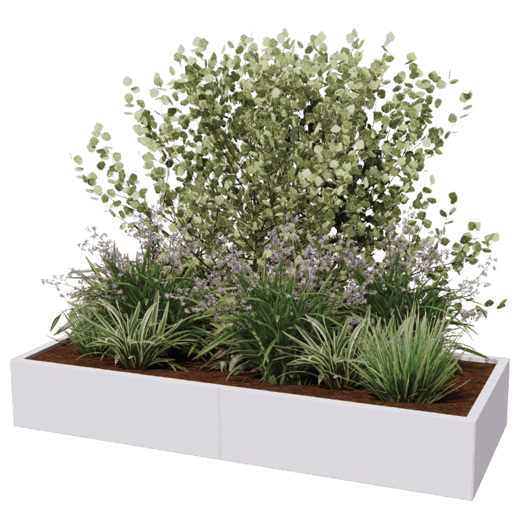 Powder coated steel planter Texas xxl 200 x 80 cm