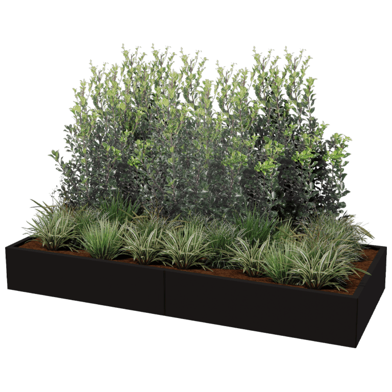 Powder coated steel planter Texas xxl 240 x 100 cm
