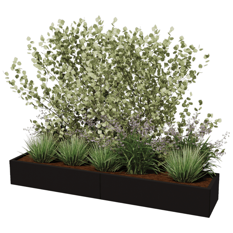 Powder coated steel planter Texas xxl 240 x 50 cm