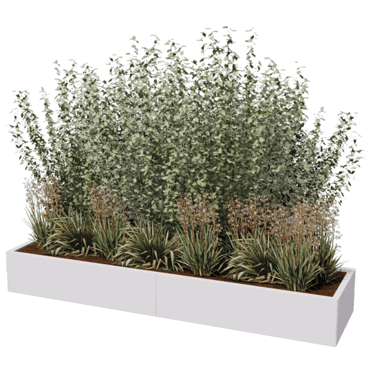 Powder coated steel planter Texas xxl 240 x 60 cm