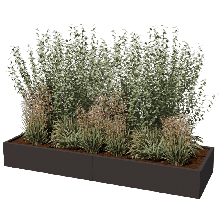 Powder coated steel planter Texas xxl 240 x 80 cm