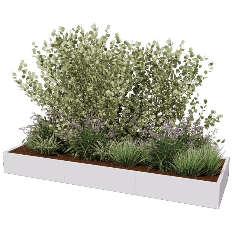 Powder coated steel planter Texas xxl 300 x 100 cm