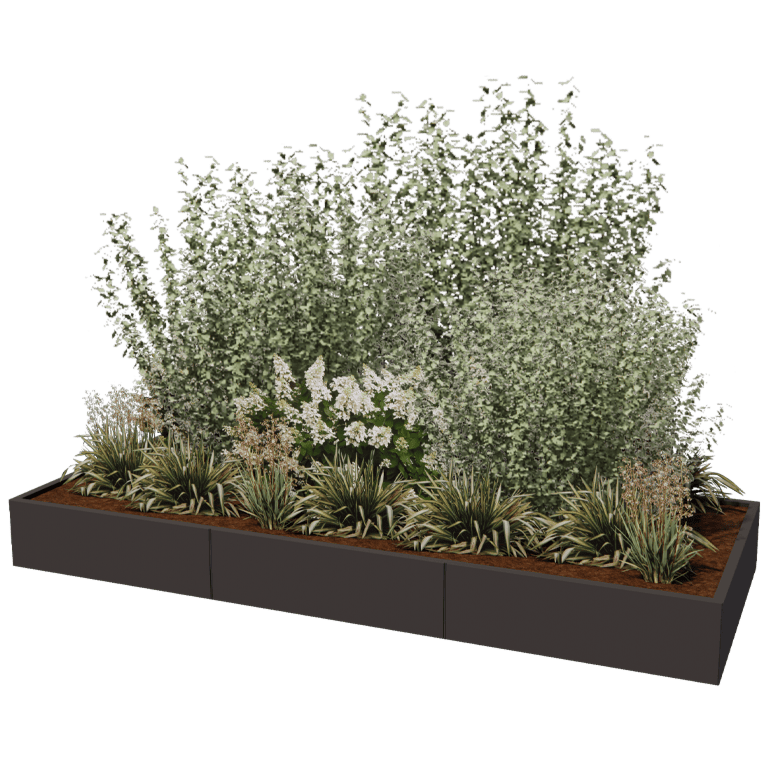 Powder coated steel planter Texas xxl 300 x 120 cm