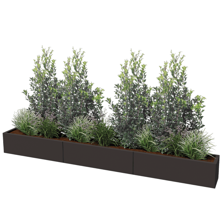 Powder coated steel planter Texas xxl 300 x 30 cm