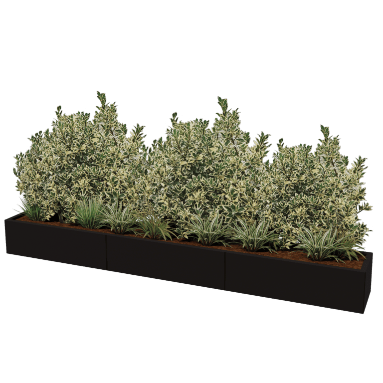 Powder coated steel planter Texas xxl 300 x 40 cm