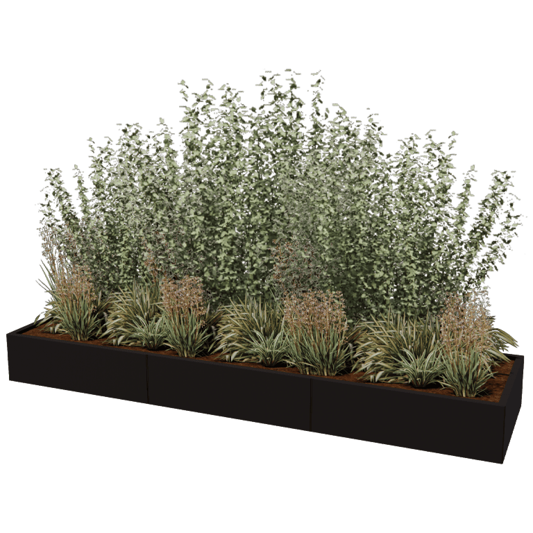 Powder coated steel planter Texas xxl 300 x 80 cm
