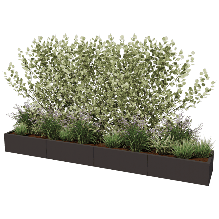 Powder coated steel planter Texas xxl 320 x 50 cm