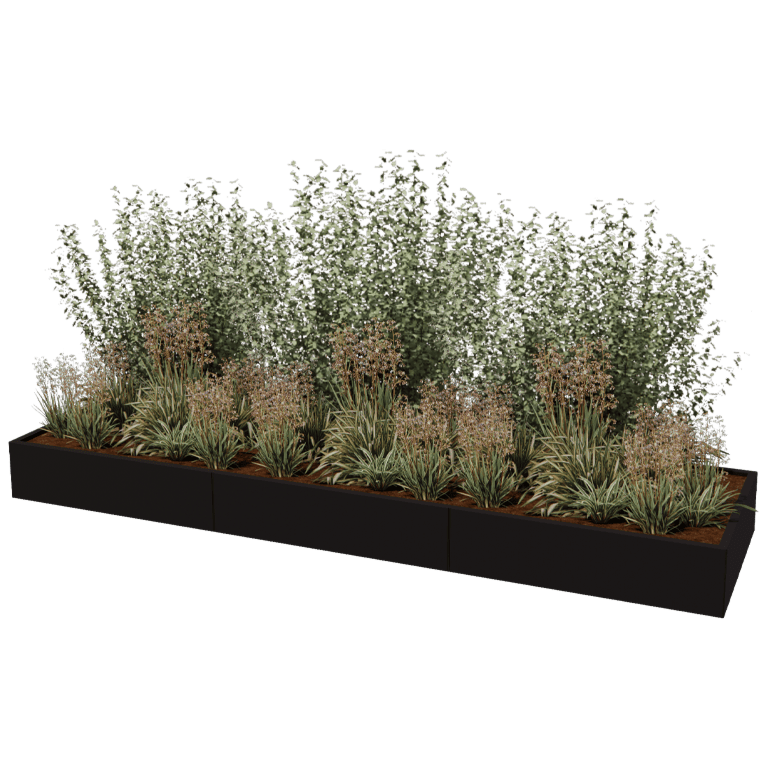 Powder coated steel planter Texas xxl 360 x 100 cm