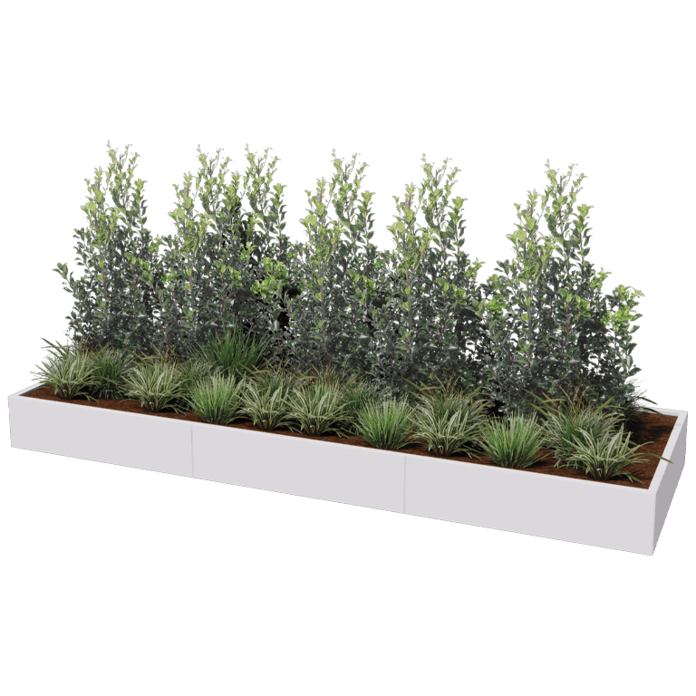 Powder coated steel planter Texas xxl 360 x 120 cm