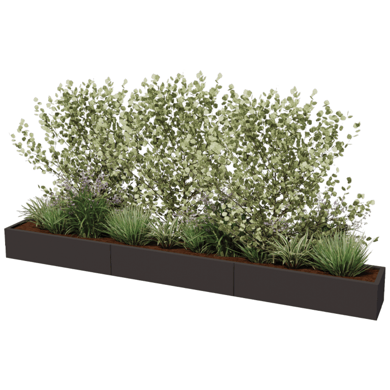 Powder coated steel planter Texas xxl 360 x 40 cm