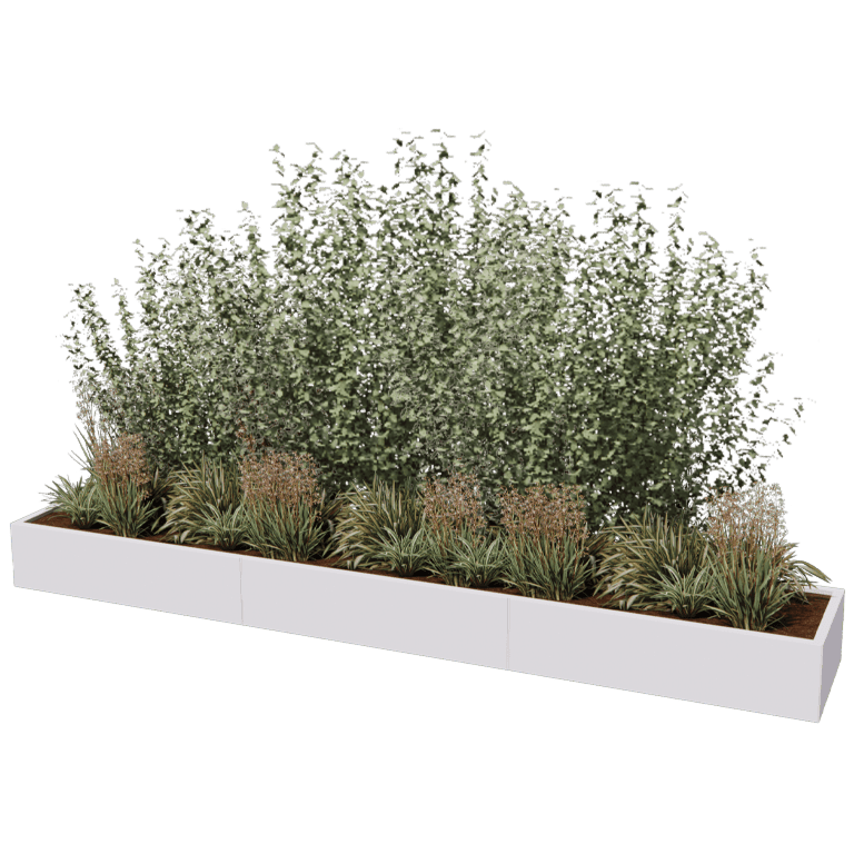 Powder coated steel planter Texas xxl 360 x 60 cm