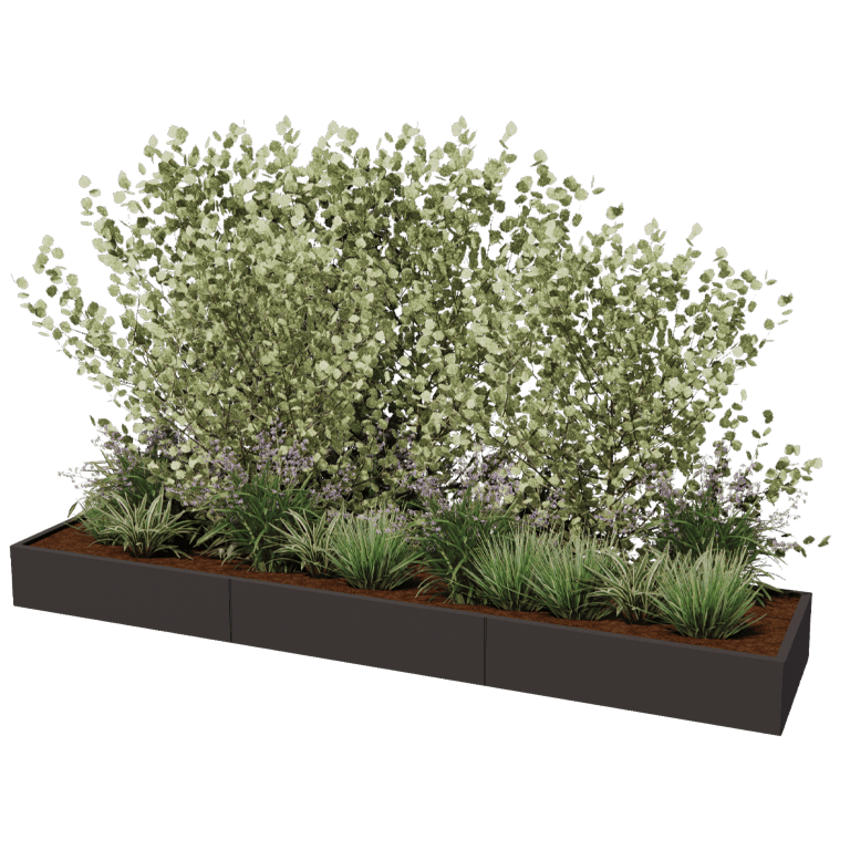Powder coated steel planter Texas xxl 360 x 80 cm