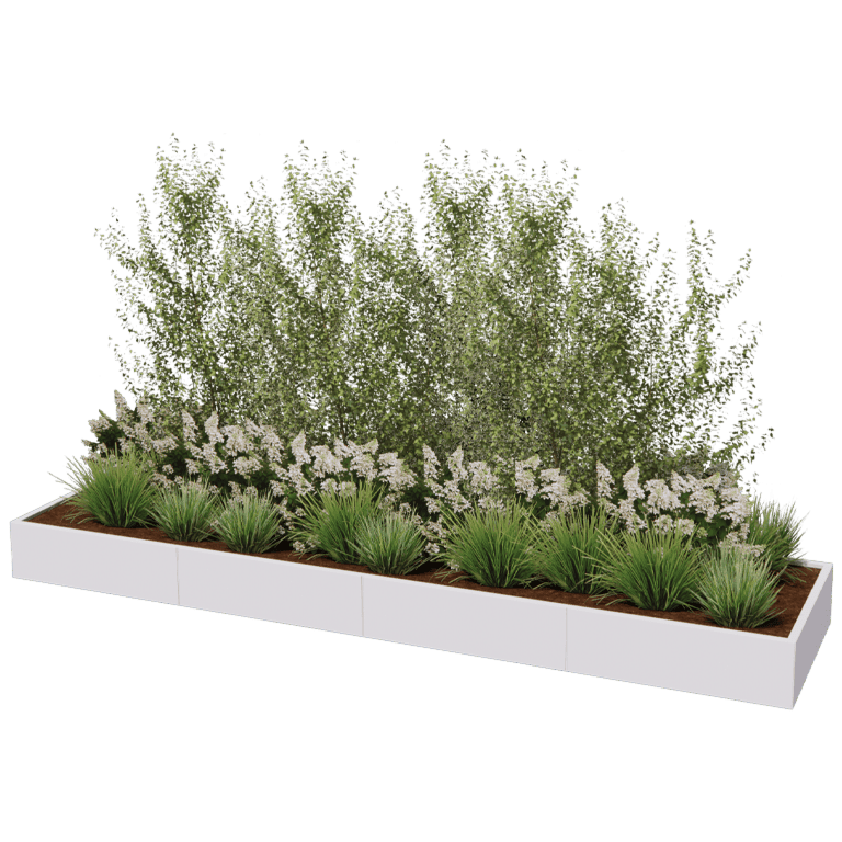 Powder coated steel planter Texas xxl 400 x 100 cm