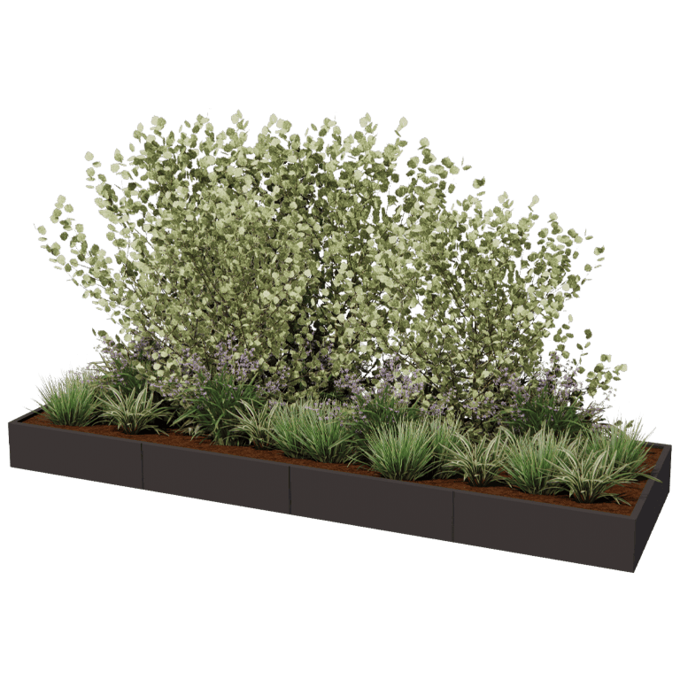 Powder coated steel planter Texas xxl 400 x 120 cm