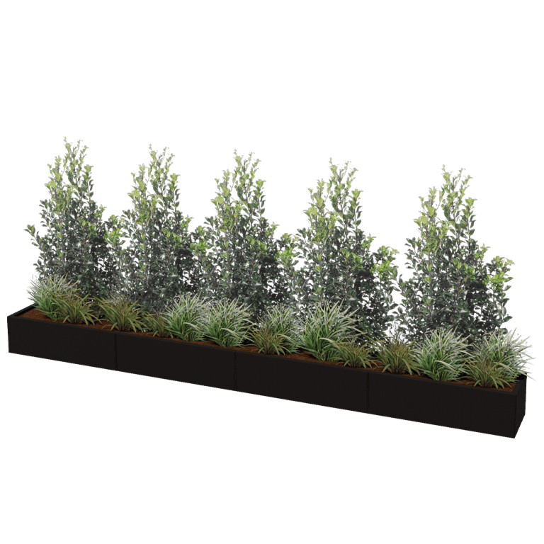 Powder coated steel planter Texas xxl 400 x 40 cm