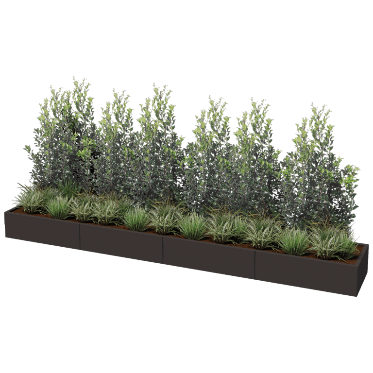 Powder coated steel planter Texas xxl 400 x 60 cm