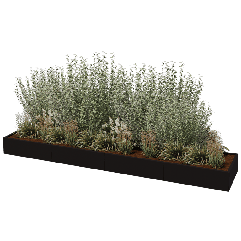Powder coated steel planter Texas xxl 400 x 80 cm