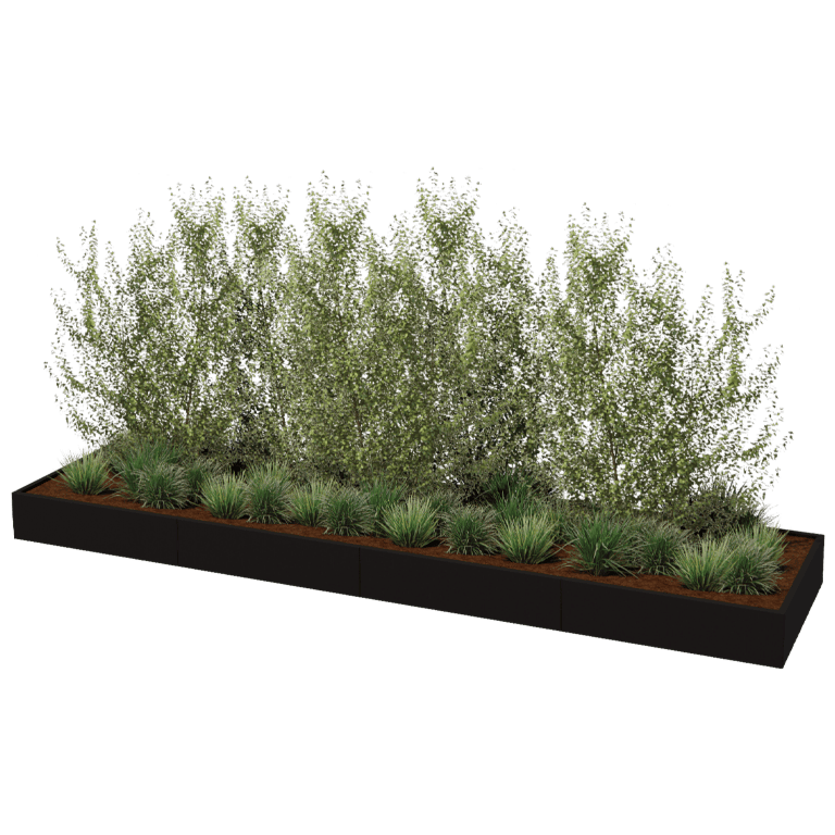 Powder coated steel planter Texas xxl 480 x 120 cm