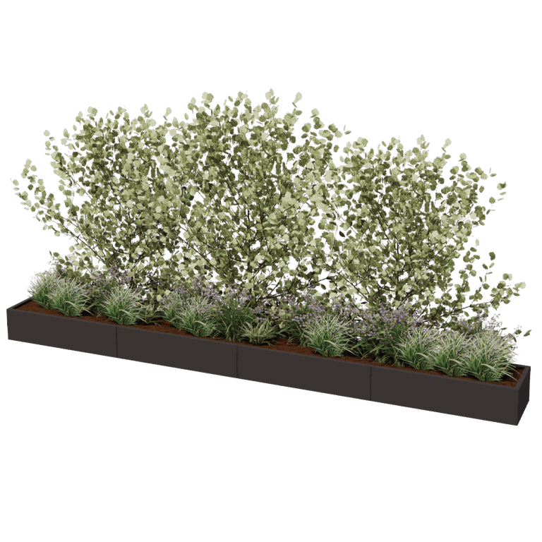 Powder coated steel planter Texas xxl 480 x 50 cm