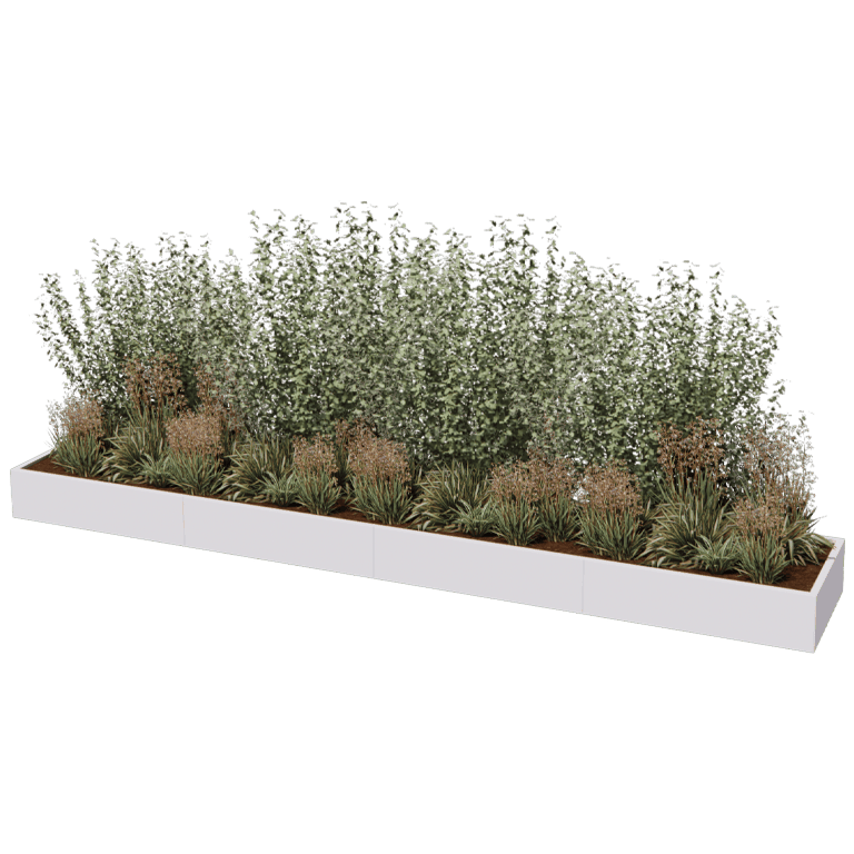 Powder coated steel planter Texas xxl 480 x 80 cm