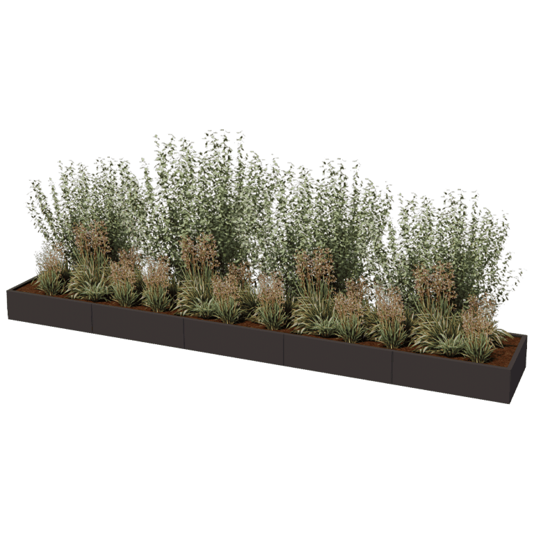 Powder coated steel planter Texas xxl 500 x 80 cm