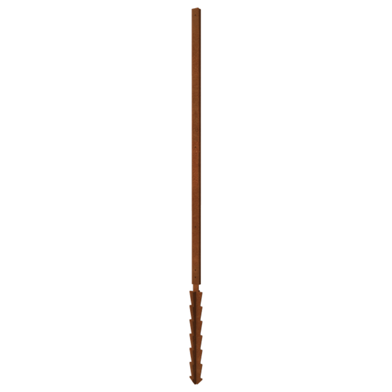 corten steel garden panel post straight with support pin 190 x 6 x 3 cm