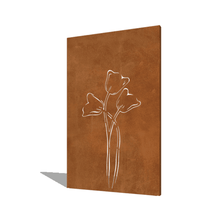 Corten steel panel tulip symmetrical 120 x 6 x 190 cm