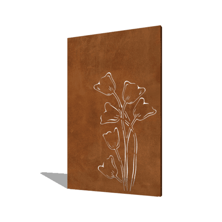 Corten steel panel tulip asymmetrical 120 x 6 x 190 cm