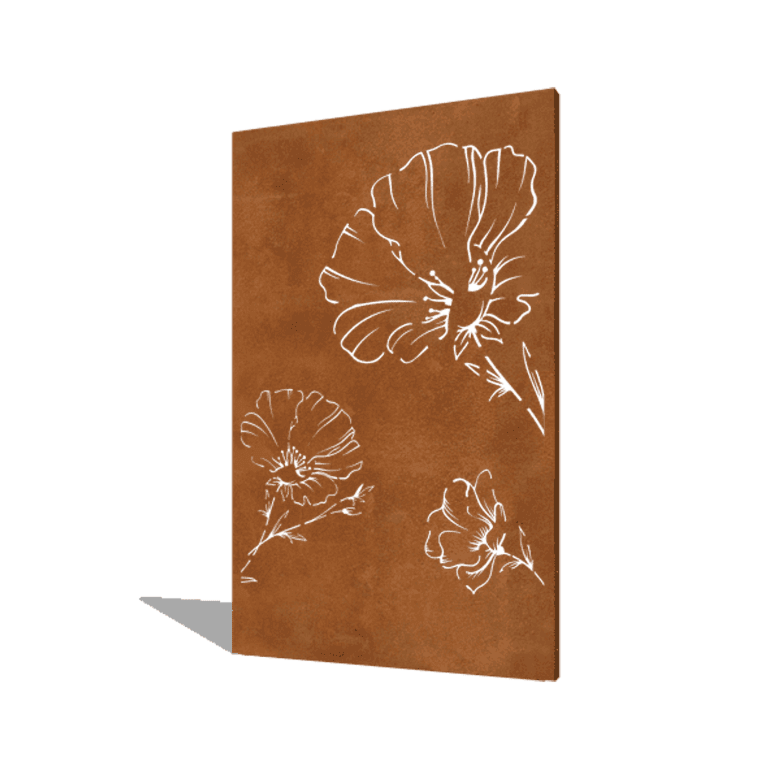 Corten steel panel poppy 120 x 6 x 190 cm