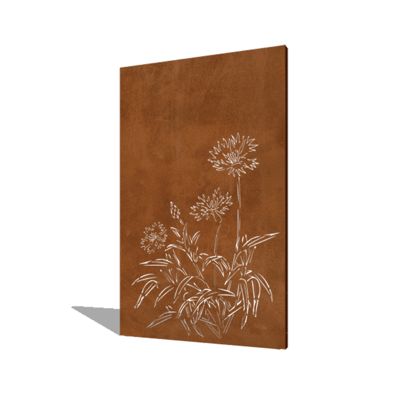 Corten steel panel cornflower 120 x 6 x 190 cm