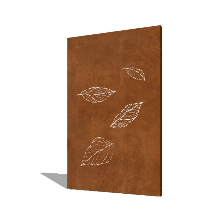 Corten steel panel small falling leaves 120 x 6 x 190 cm