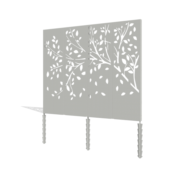 Powder-coated steel panel tree complete set 240 x 6 x 190 cm