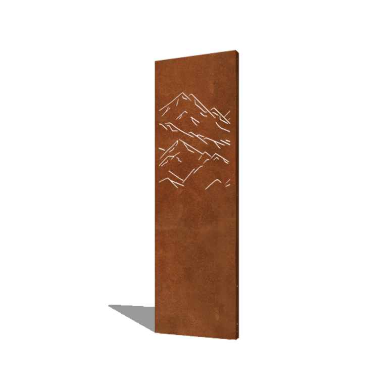 Corten steel panel mountains composition 3 60 x 6 x 190 cm