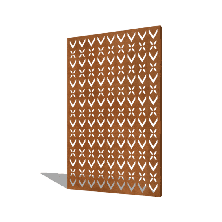 Corten steel panel roof motif composition 1 120 x 6 x 190 cm