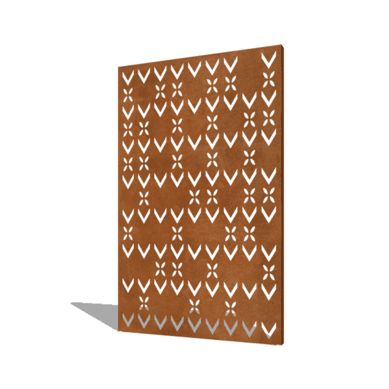 Corten steel panel roof motif composition 3 120 x 6 x 190 cm