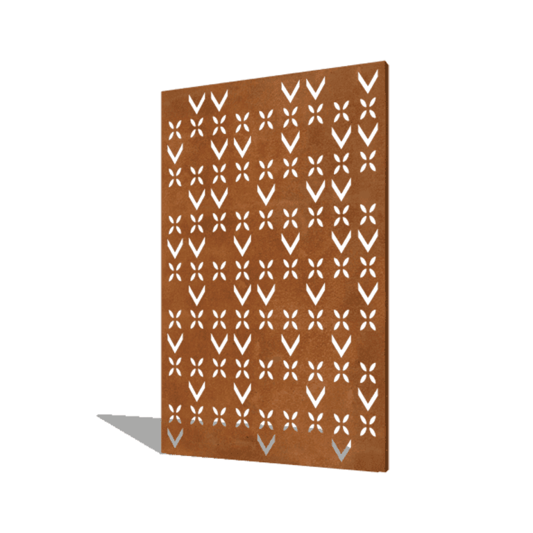 Corten steel panel roof motif composition 5 120 x 6 x 190 cm