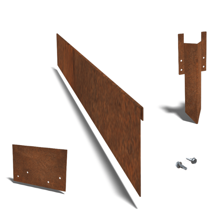 Corten steel border edge flattened 13 cm complete set per 15 metres