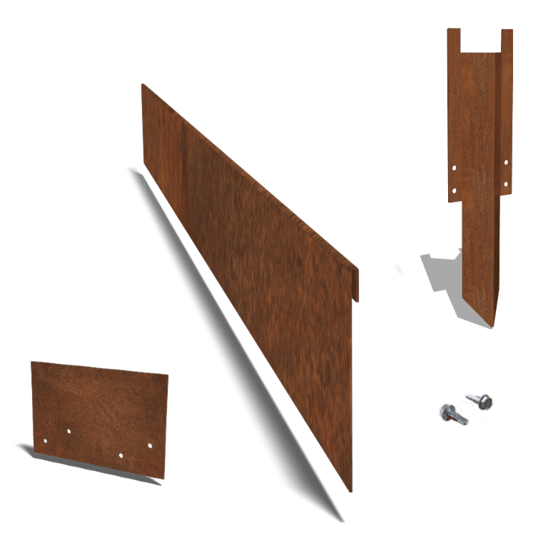 Corten steel border edge flattened 23 cm complete set per 24 metres