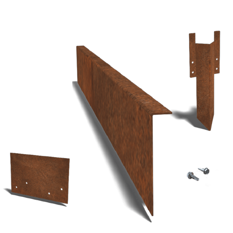 Corten steel border edge angled 12 cm complete set per 15 metres