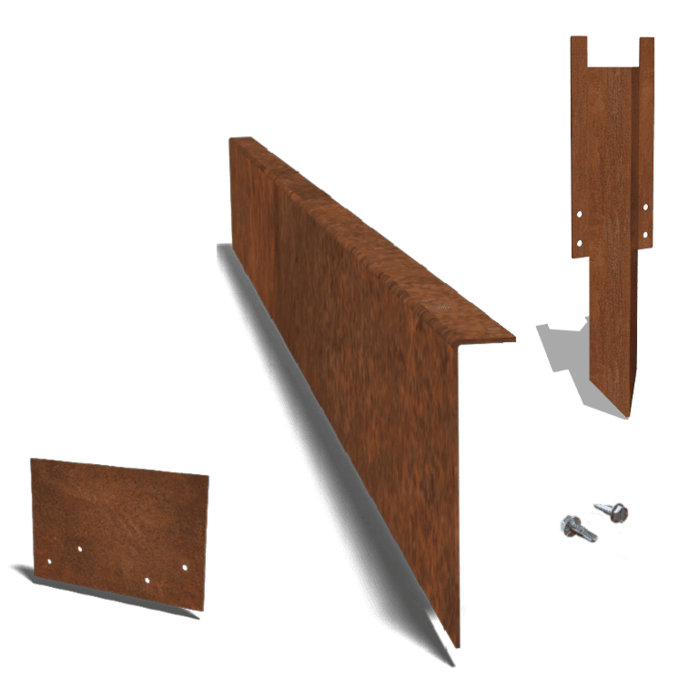 Corten steel border edge angled 22 cm complete set per 24 metres