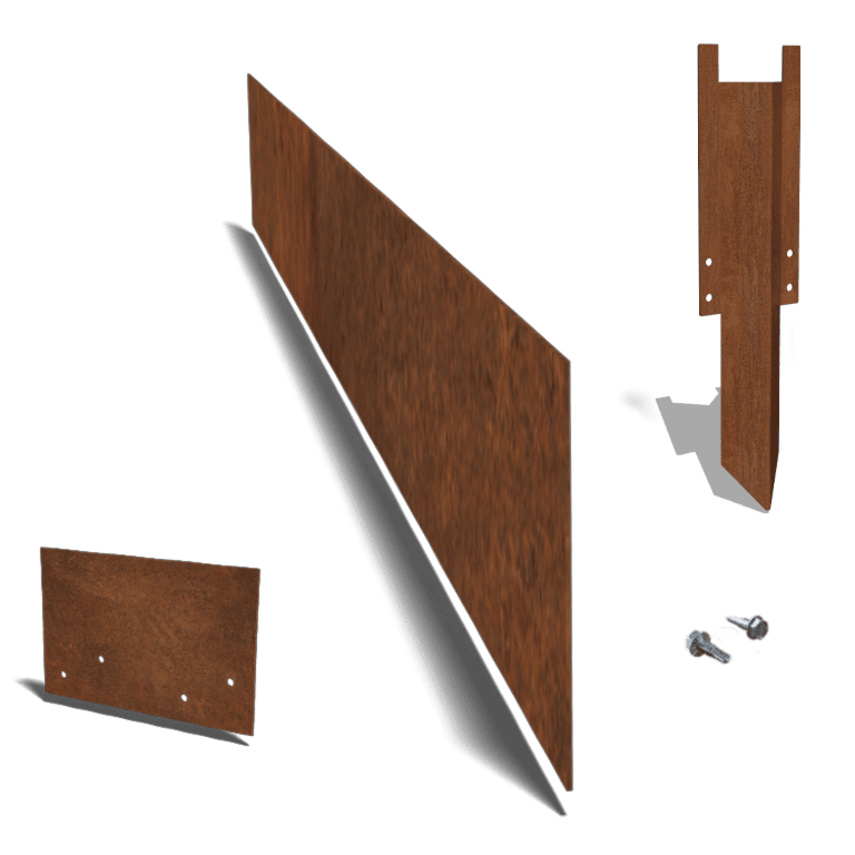 Corten steel border edge straight 25 cm complete set per 24 metres