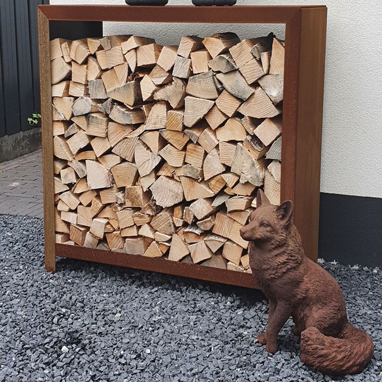 Corten steel log storage Indiana 100 x 100 x 40 cm