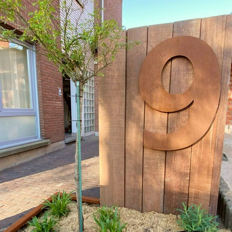Corten steel house number 9 - 80 cm