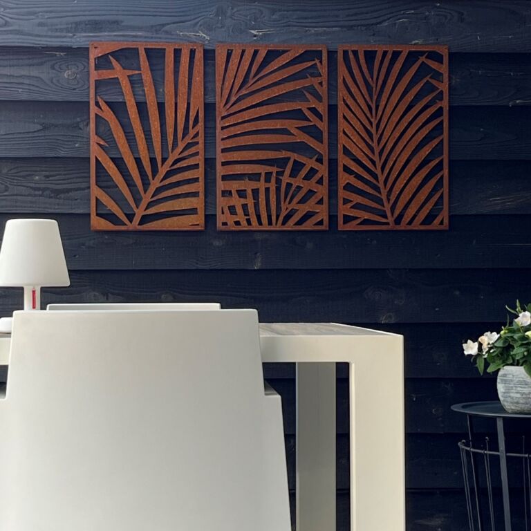Corten steel wall decor Ferns 3-parts