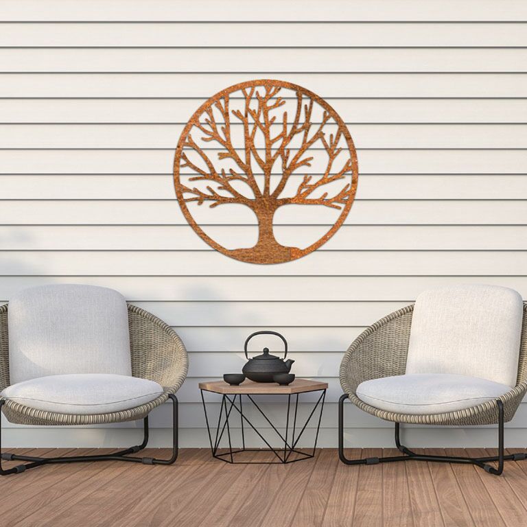 Corten steel wall decor Tree