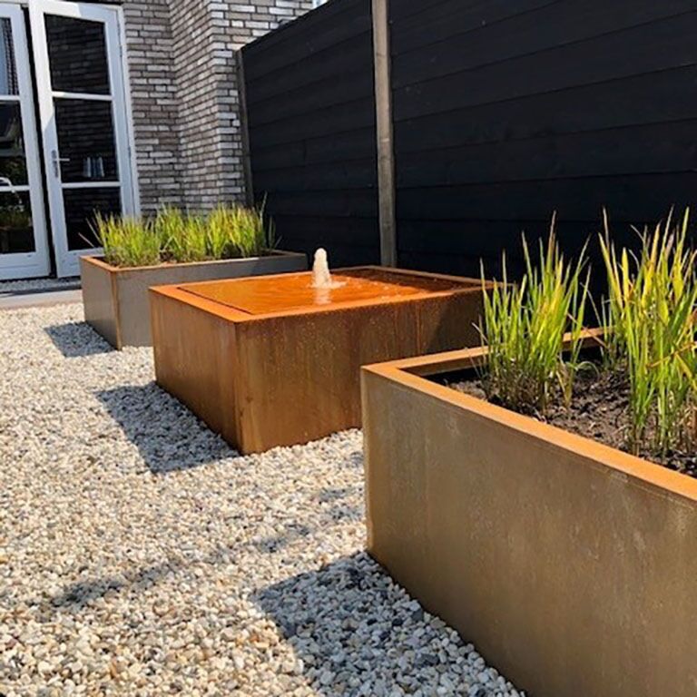 Corten steel water table 100 x 100 x 40 cm