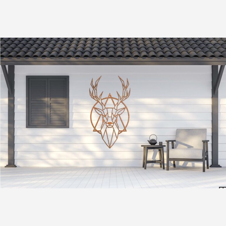 Corten steel wall decor Stag 2.0