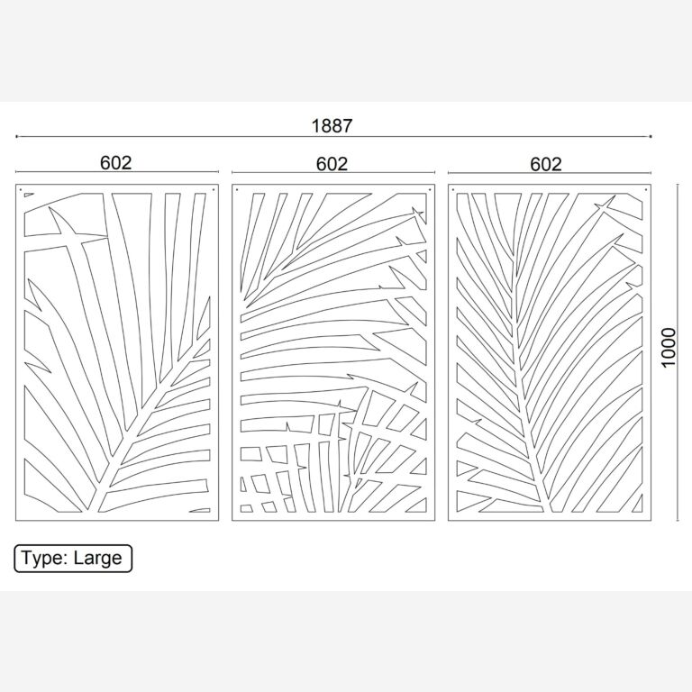 Corten steel wall decor Ferns 3-parts